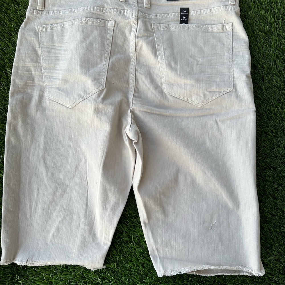 Tan denim shorts